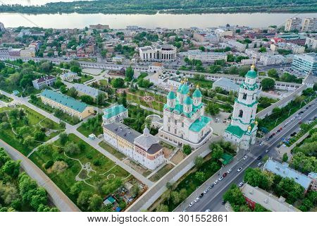 Aerial View Of The Astrakhan Kremlin, Historical And Architectural Complex. Russia, Astrakhan