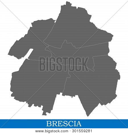 High Quality Map Of Brescia Is A City Of Italy, With Borders Of Districts