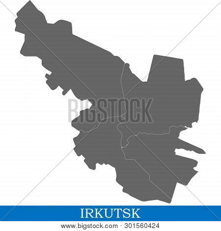 High Quality Map Of Irkutsk Is A City Of Russia, With Borders Of Districts