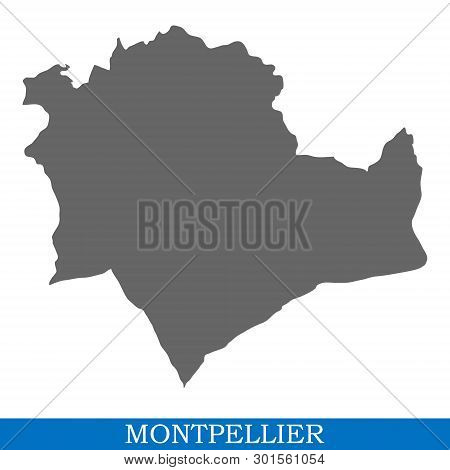 High Quality Map Of Montpellier Is A City Of France, With Borders Of Districts