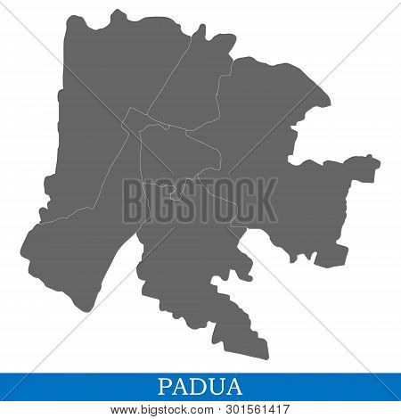 High Quality Map Of Padua Is A City Of Italy, With Borders Of Districts