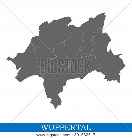 High Quality Map Of Wuppertal Is A City Of Germany, With Borders Of Districts