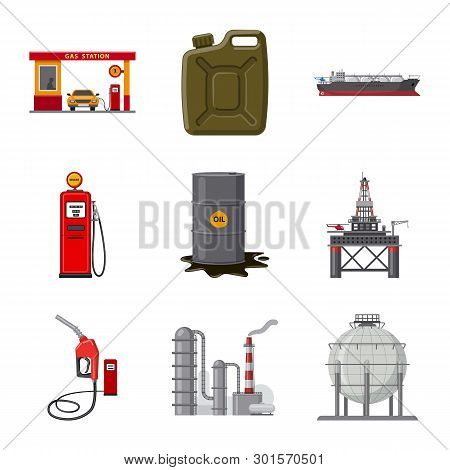 Vector Illustration Of Oil And Gas Logo. Collection Of Oil And Petrol Stock Vector Illustration.
