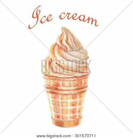 Watercolor Food Illustration. A Delicious Ice Cream