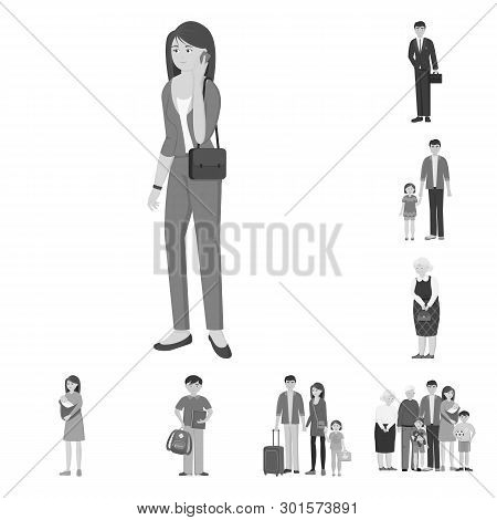 Vector Illustration Of Face  And Portrait Logo. Collection Of Face  And Happy  Stock Vector Illustra