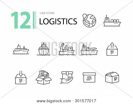 Logistics Line Icon Set. Worlwide Export And Packaging Concept.vector Illustration Can Be Used For T