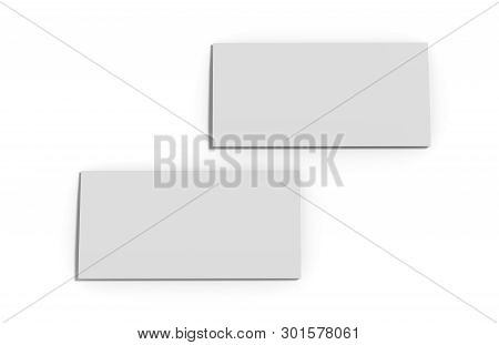 Bi Fold Or Vertical Half Fold Brochure Mock Up Isolated On Soft Gray Background. 3d Render Illustrat