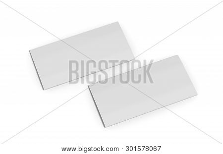 Bi Fold Or Vertical Half Fold Brochure Mock Up Isolated On Soft Gray Background. 3d Render Illustrat
