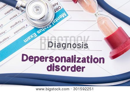 Psychiatric Diagnosis Delusional Disorder. On Psychiatrist Workplace Is Medical Certificate Which In