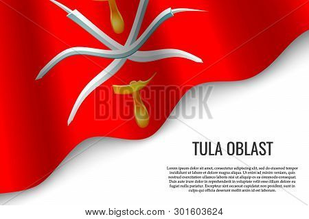 Waving Flag Of Tula Oblast Is A Region Of Russia On Transparent Background. Template For Banner Or P