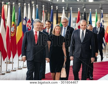 Brussels, Belgium - May 13, 2019: Meeting Of Eu Leaders At The Eu Headquarters. High Level Conferenc