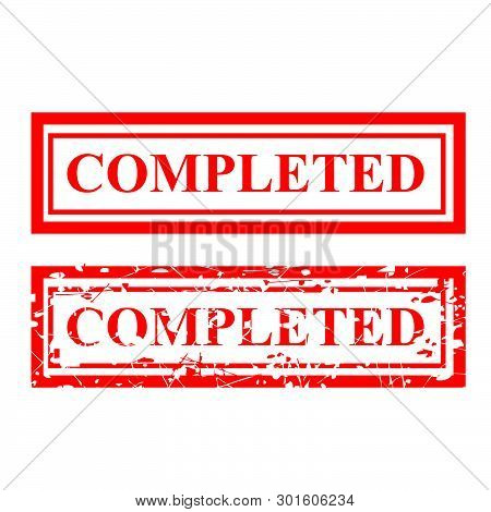 Vector 2 Style Rubber Stamp, Completed, Isolated On White.