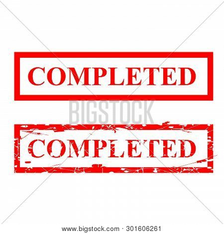 Vector 2 Style Rubber Stamp, Completed, Isolated On White.