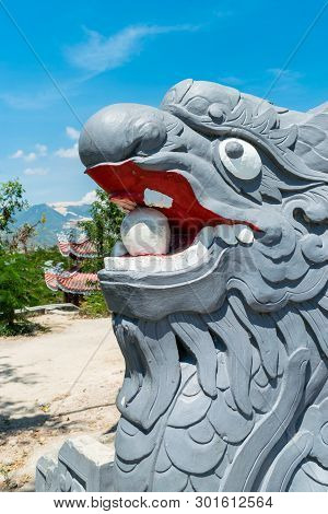 Statue Of Dragon With Opened Mouth In Pagoda In Nha Trang