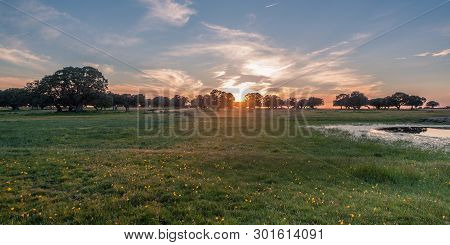 Salamanca, Castilla Y Leon, Spain - May 5, 2013: Last Glimpses Of The Sun In An Idyllic Sunset In A 