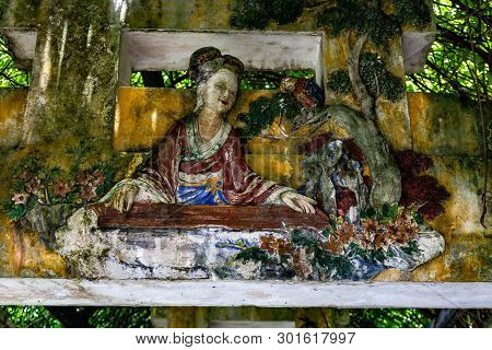 July 2017, Kaiping, China. Beautiful Chinese Style Carvings In A Covered Archway In Kaiping Diaolou 