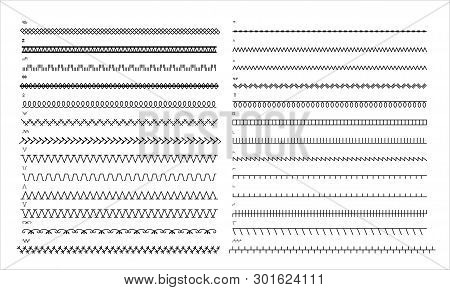 Sewing Stitches Fashion Vector Illustration Brushes Set