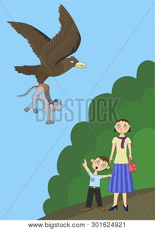 Eagle Carries In Its Claws Pet Vector