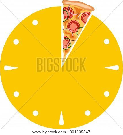 Sliced Flat Clock. Lunch Time. Pizza Order