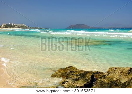 Beach Corralejo On The Canary Island Fuerteventura, Spain.