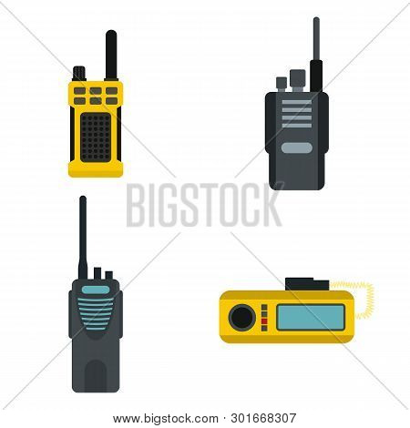 Portable Radio Icon Set. Flat Set Of Portable Radio Icons For Web Design Isolated On White Backgroun