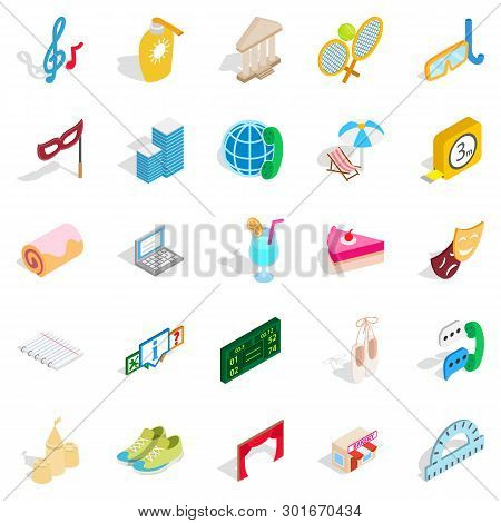 Entertainment For Everyone Icons Set. Isometric Set Of 25 Entertainment For Everyone Icons For Web I