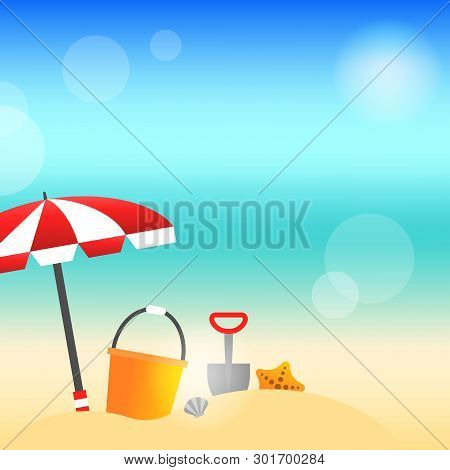 Summer Sale, Summer Beach Background Vector Illustration