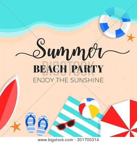 Summer Sale, Summer Beach Background Vector Illustration