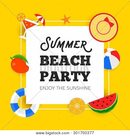 Summer Time, Summer Beach Party Background Vector Illustration