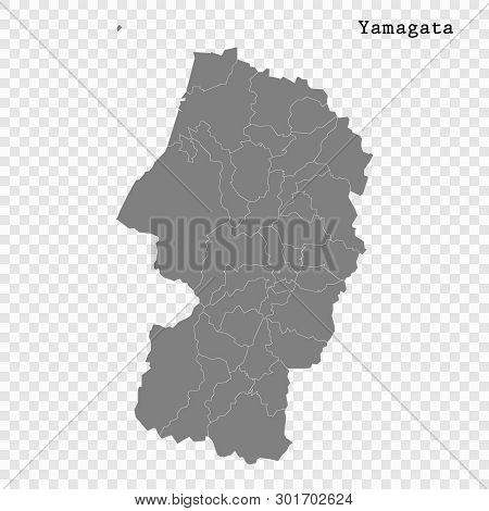 High Quality Map Of Yamagata Is A Prefecture Of Japan With Borders Of The Districts