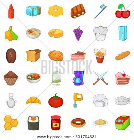 Repast Icons Set. Cartoon Set Of 36 Repast Icons For Web Isolated On White Background