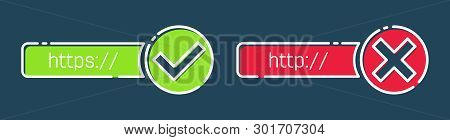 Creative Vector Illustration Of Http, Https Protocol Connection Ssl Encryption Web Site Isolated On 