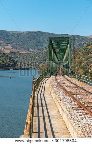 Douro Valley View Near The Ferradosa Bridge At Sao Xisto Located In Vale De Figueira, Sao Joao Da Pe
