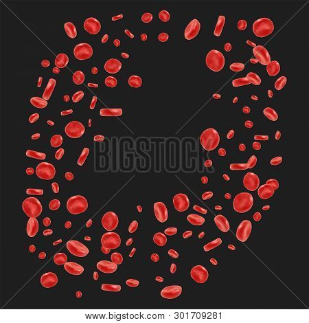 Red Blood Cell Flowing In Vein Or Artery. Vector Illustration. Healthcare And Medical Zoom Concept.