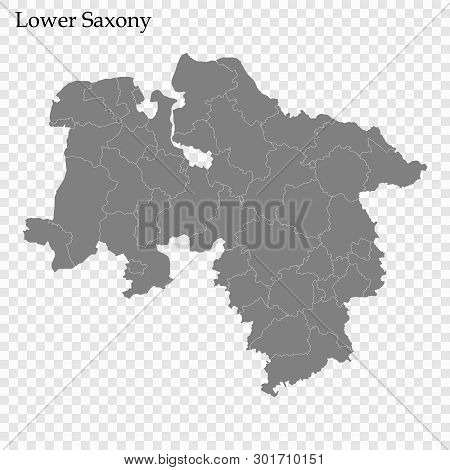 High Quality Map Of Lower Saxony Is A State Of Germany, With Borders Of The Districts