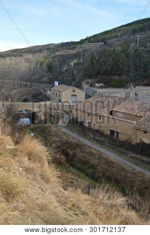 December 27, 2013. Picturesque Houses Surrounding The Precious Bullring In Rubielos De Mora, Teruel,