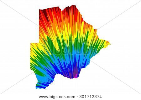 Botswana - Map Is Designed Rainbow Abstract Colorful Pattern, Republic Of Botswana Map Made Of Color