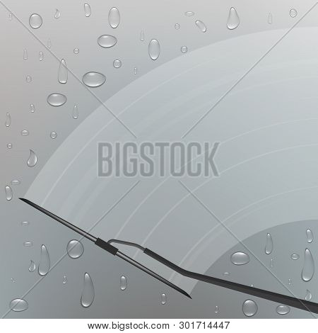 Creative Vector Illustration Of Realistic Car Windscreen Wipe Glass, Wiper Cleans The Windshield Iso