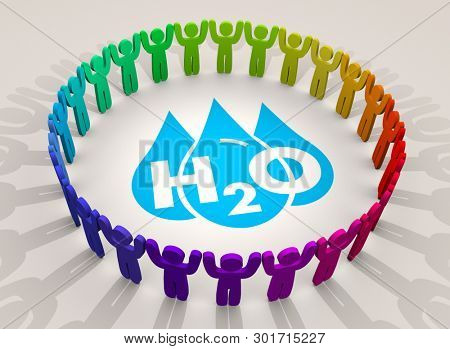 Water H20 Drinkable Clean Resource Safe Pure Community Neighborhood 3d Illustration