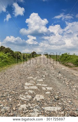Gravel Road On Bodmin Moor, Cornwall, Uk. The Moor Has Been Used As A Location For The Filming Of Th