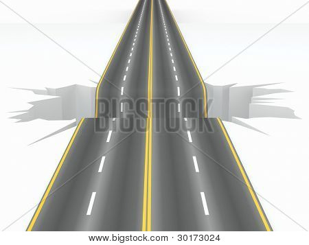 Loch auf der Straße. Konzept Bild. 3D