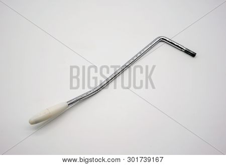 Old Rusty Whammy Bar For Electric Guitar Isolated On White Background.