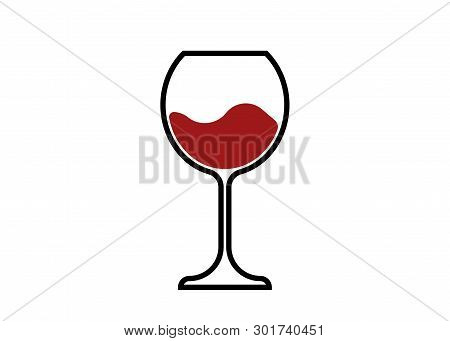 Red Wine Glass Icon, Wineglass Logo, Glassware Icon Vector Art Illustration Isolated Or White Backgr