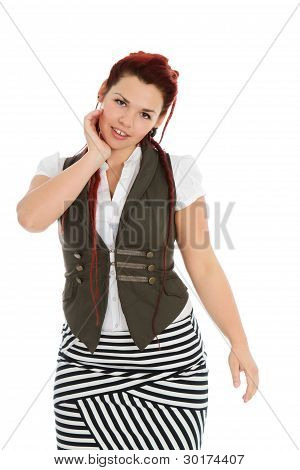Belle jeune femme isolée sur fond blanc