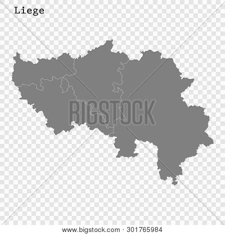 High Quality Map Of Liege Is A Province Of Belgium, With Borders Of The Regions