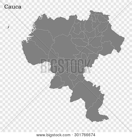 High Quality Map Of Cauca Is A State Of Colombia, With Borders Of The Districts