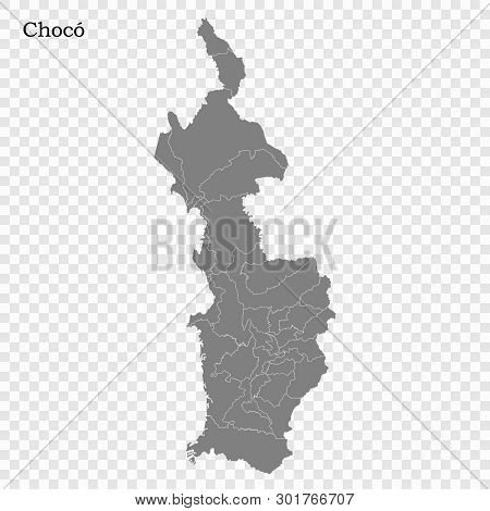 High Quality Map Of Choco Is A State Of Colombia, With Borders Of The Districts