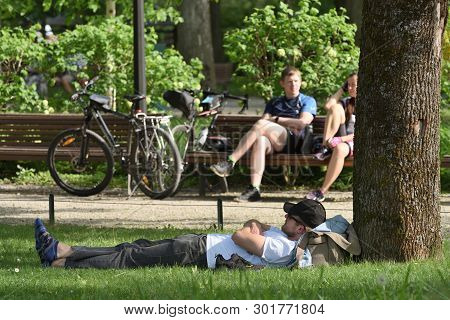Vilnius, Lithuania - May 18: Unidentified People In Vilnius Old Town On May 18, 2019 In Vilnius Lith