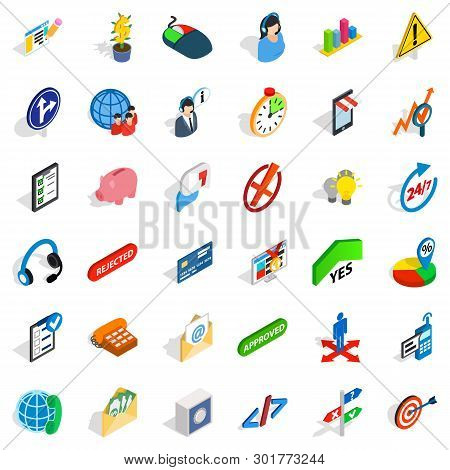 General Director Icons Set. Isometric Set Of 36 General Director Icons For Web Isolated On White Bac