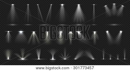 Stage Spotlight. Show Stage Light Effect, Bright Lighted Concert Scene For Theater Gallery Disco Clu